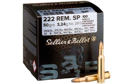 Sellier & Bellot кал. 222 Rem пуля SP, масса 3.24 гр/50 гран